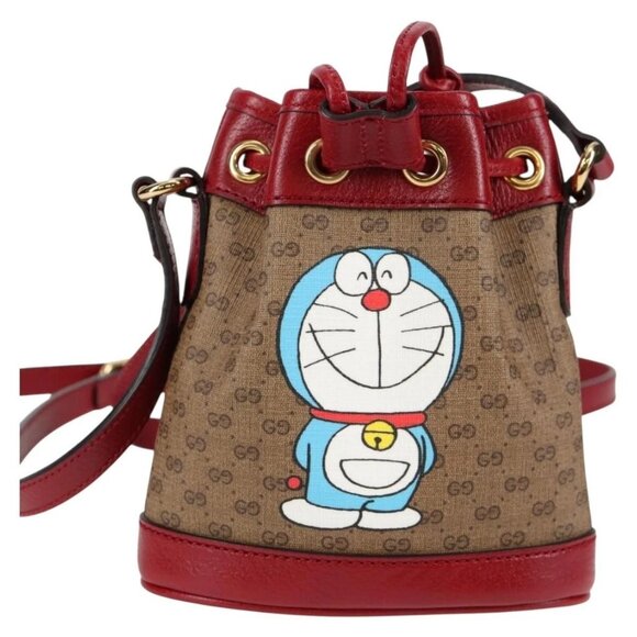 GUCCI Micro GG Supreme Doraemon Collaboration Bag PVC Beige Auth - Picture 3 of 16
